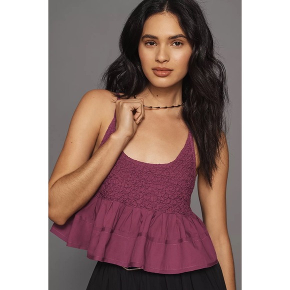 Anthropologie Smocked Swing‎ Tank Top Sleeveless Ruffle Size XL - Picture 3 of 11